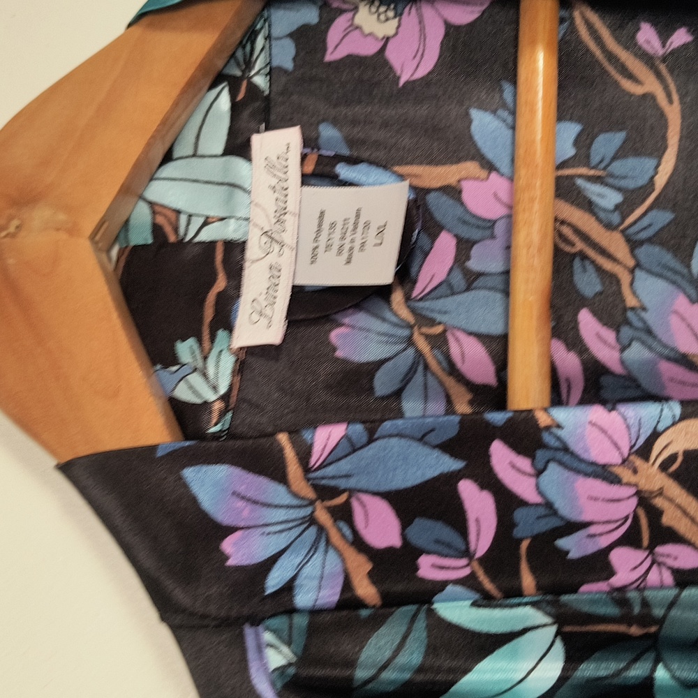 NWT Linea Donatella Black Floral Robe Sz XL Women - Picture 3 of 15